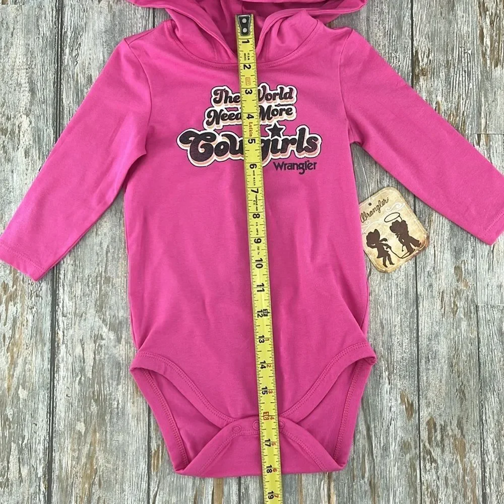 Baby Girl Wrangler Long Sleeve HoodedBodysuit  Cowgirl Western Size 24M
